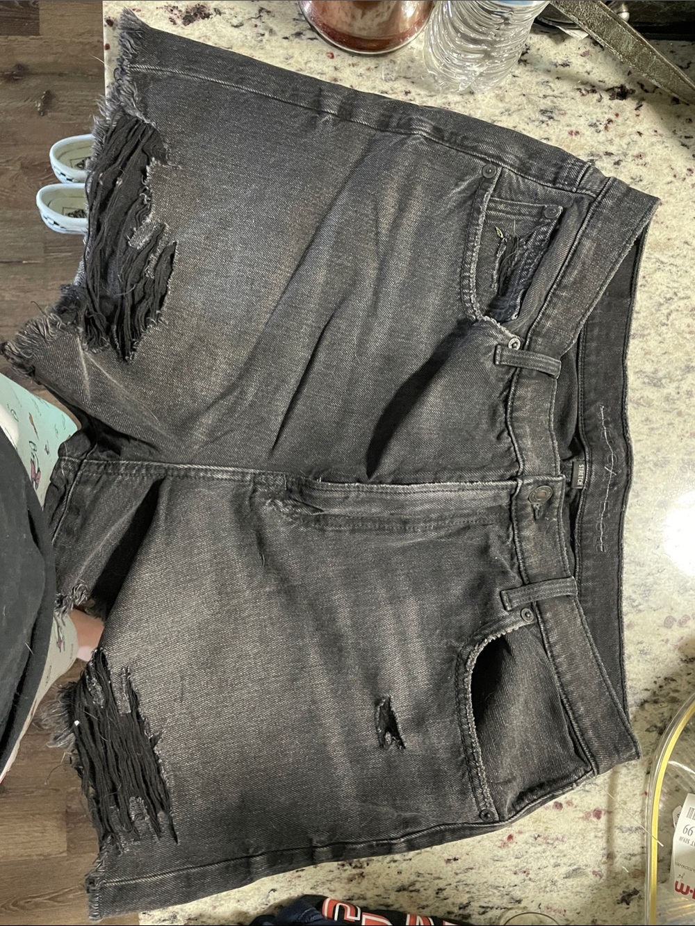 American Eagle Outfitters Black Distressed Denim Shorts